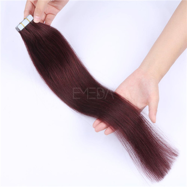 Wholesale High Grade Hair Vendor In China Red 99J Tape In Hair Extension YL197 